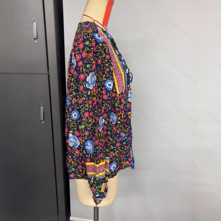 Casual Holiday Floral Print Long Sleeve Shirt